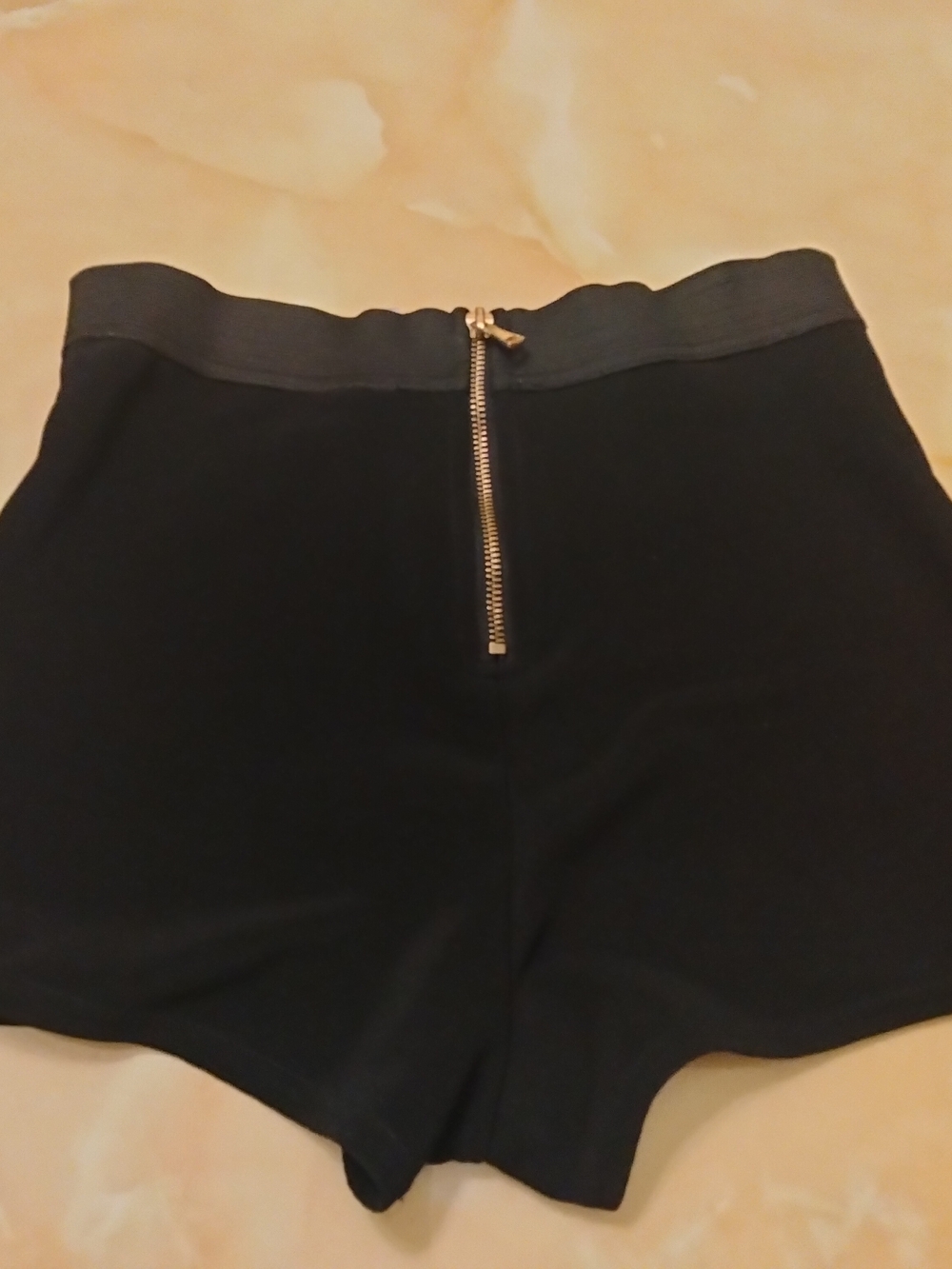 Black High-Waist Zip-Front Women's Shorts